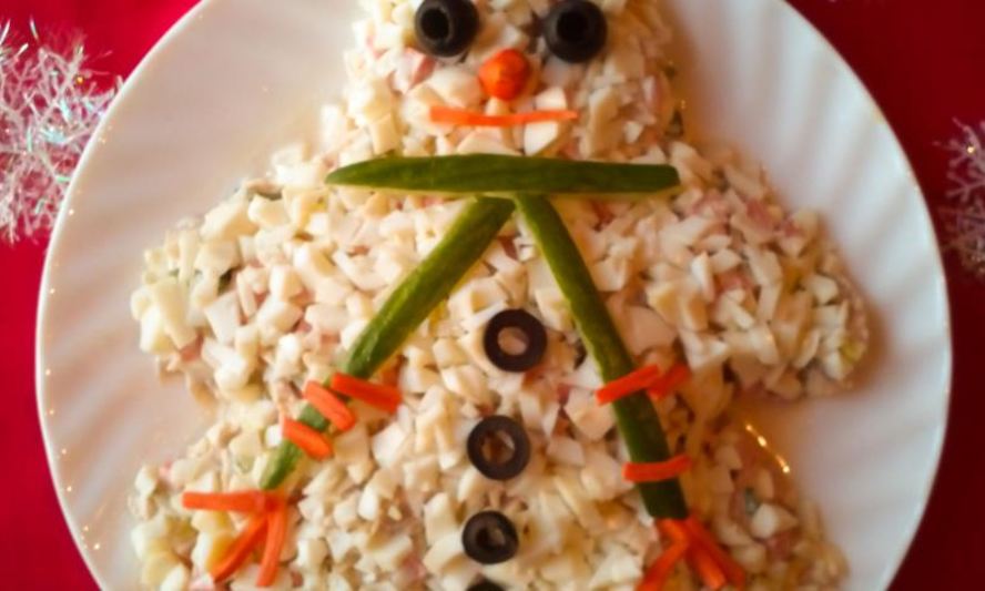 Рецепт салата снеговик