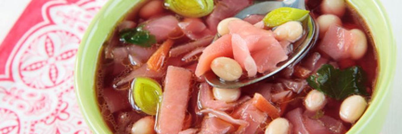 Борщ с белой фасолью и пореем