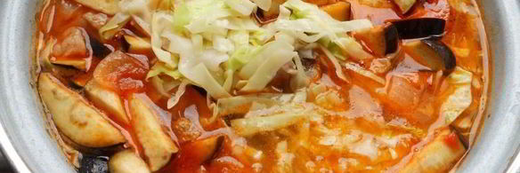 борщ с курицей и баклажанами