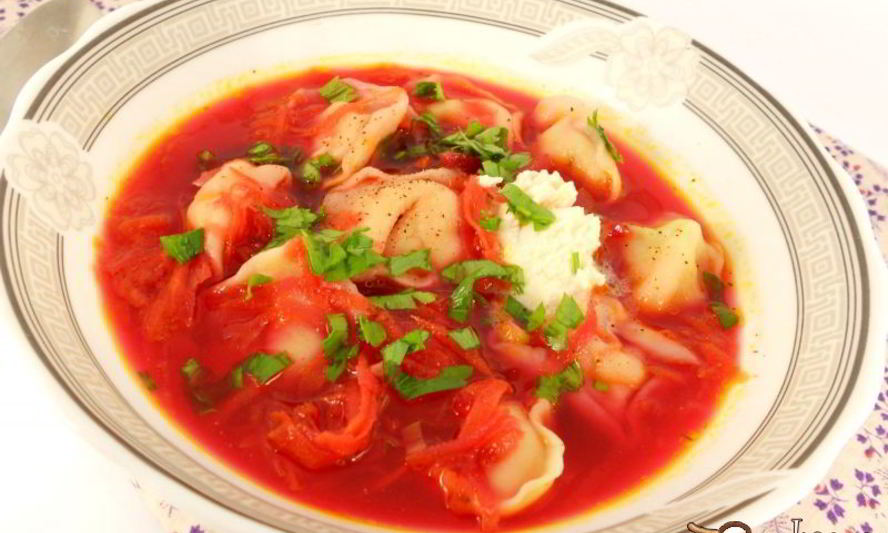 Рецепт борща с пельменями