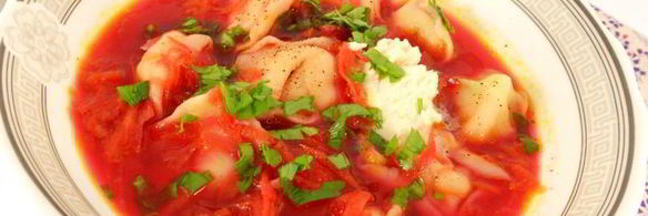 борщ с пельменями