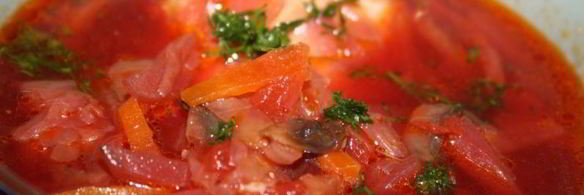 борщ с шампиньонами на куриных окорочках