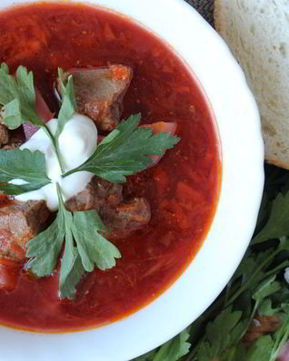 Борщ со свининой и говядиной