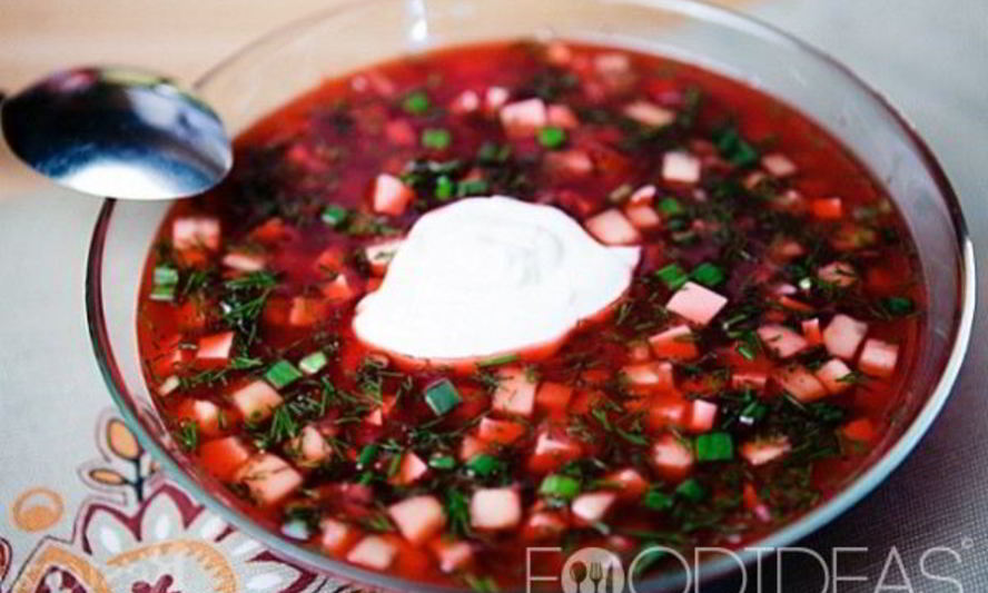 Рецепт холодного борща с колбасой