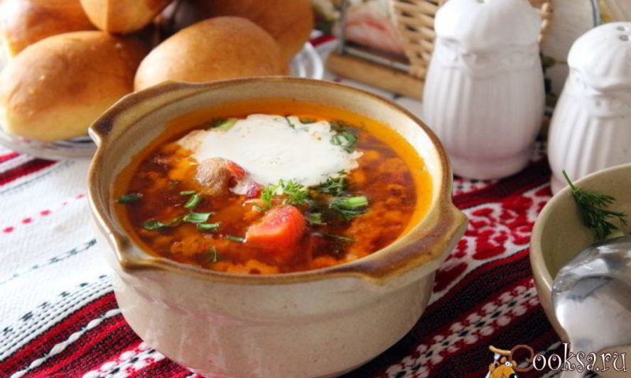 Рецепт красного борща с молотым салом