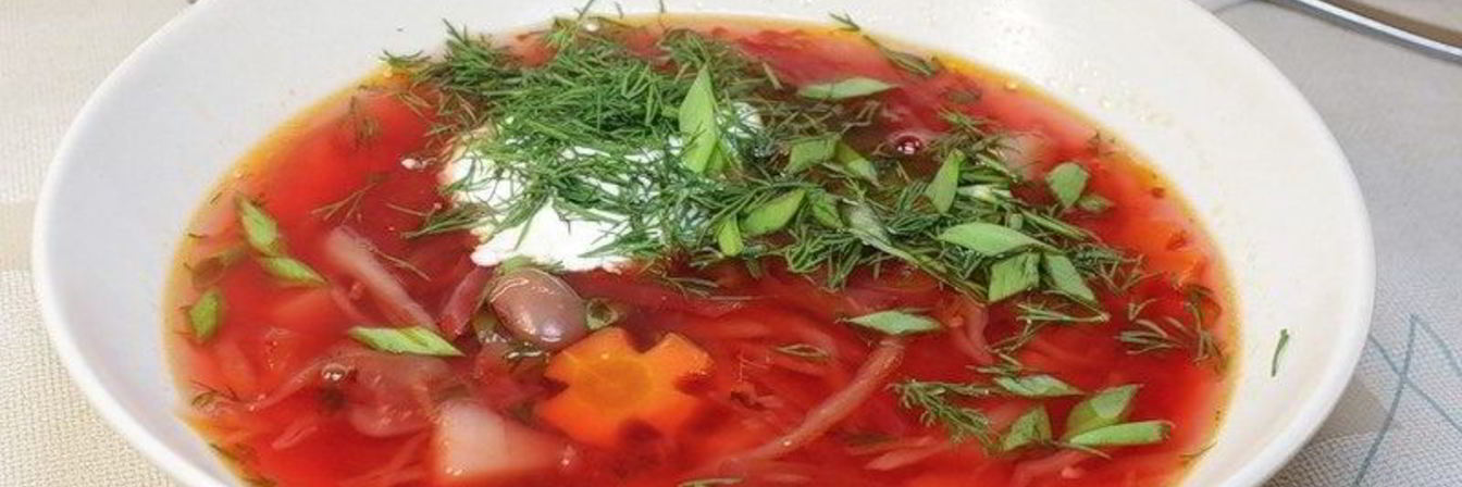 Постный борщ с фасолью