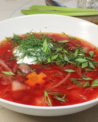 Постный борщ с фасолью