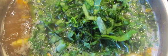 зеленый борщ с крапивой, щавелем и яйцом