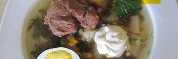 зеленый борщ с крапивой, щавелем и яйцом