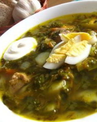 Зеленый борщ в мультиварке