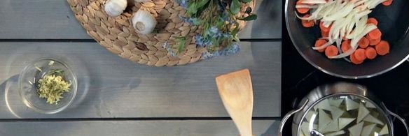 картофельный суп с фигурными овощами