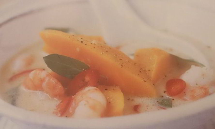 Рецепт кокосового супа с тыквой и креветками