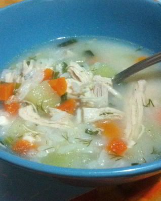 Куриный суп с диким рисом и плавленым сыром