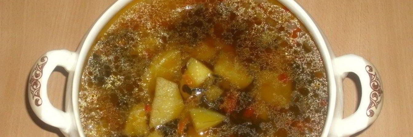 Постный грибной суп из сушеных грибов