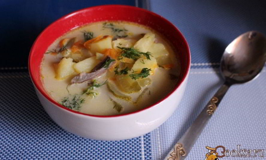 Рецепт супа из говяжьего сердца с маринованными огурцами и домашней сметаной