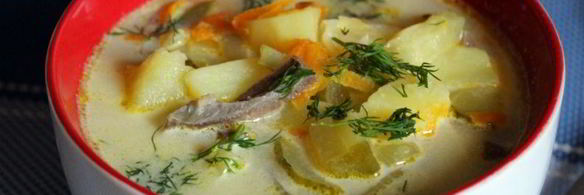 суп из говяжьего сердца с маринованными огурцами и домашней сметаной