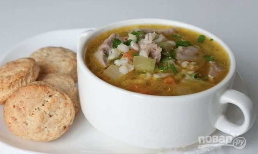 Рецепт супа из перловой крупы с мясом