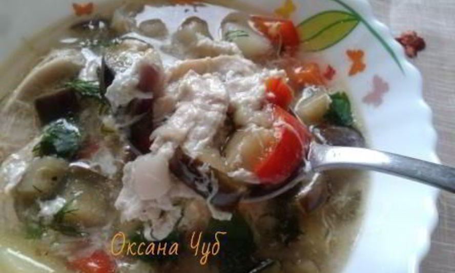 Рецепт супа куриного с баклажанами и яйцом