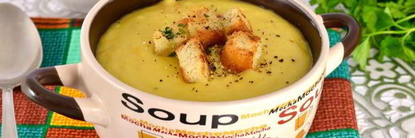 гороховый суп-пюре в мультиварке с плавленным сырком и чесночными сухариками