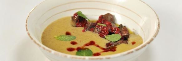 гречневый суп-пюре с индюшачьей печенкой