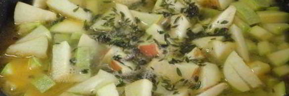 суп-пюре из кабачка и жареной перловки