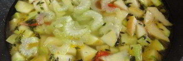 суп-пюре из кабачка и жареной перловки