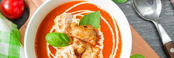 суп-пюре из печеного перца с курицей