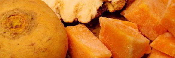 суп-пюре из репы, сельдерея, курицы и тыквы