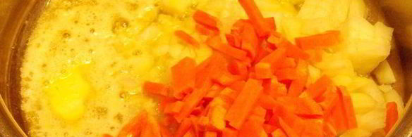 суп-пюре из репы, сельдерея, курицы и тыквы