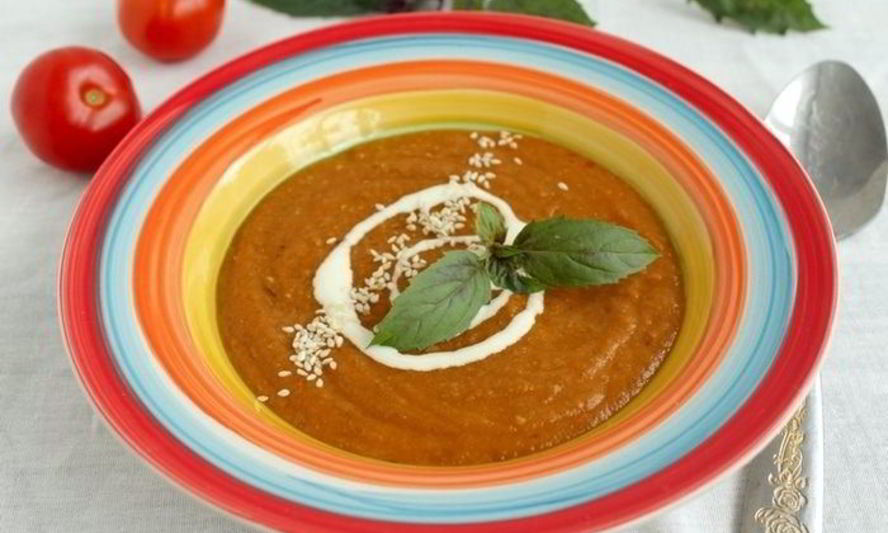 Рецепт супа-пюре с баклажаном, томатами и чечевицей