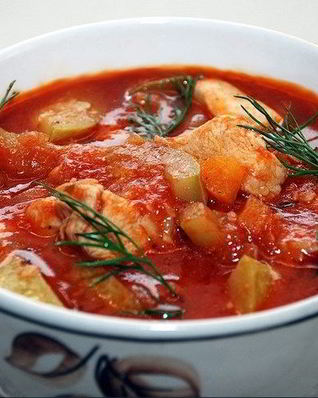 Томатный суп-пюре с курицей