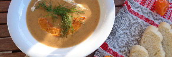 тыквенный суп-пюре с грибами и перцем чили