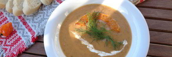 тыквенный суп-пюре с грибами и перцем чили