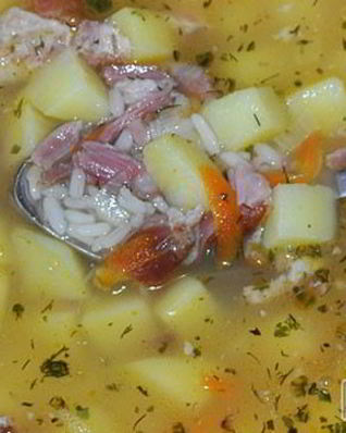 Суп с копченостями и рисом