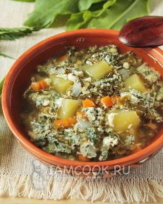 Суп с крапивой, щавелем и яйцом