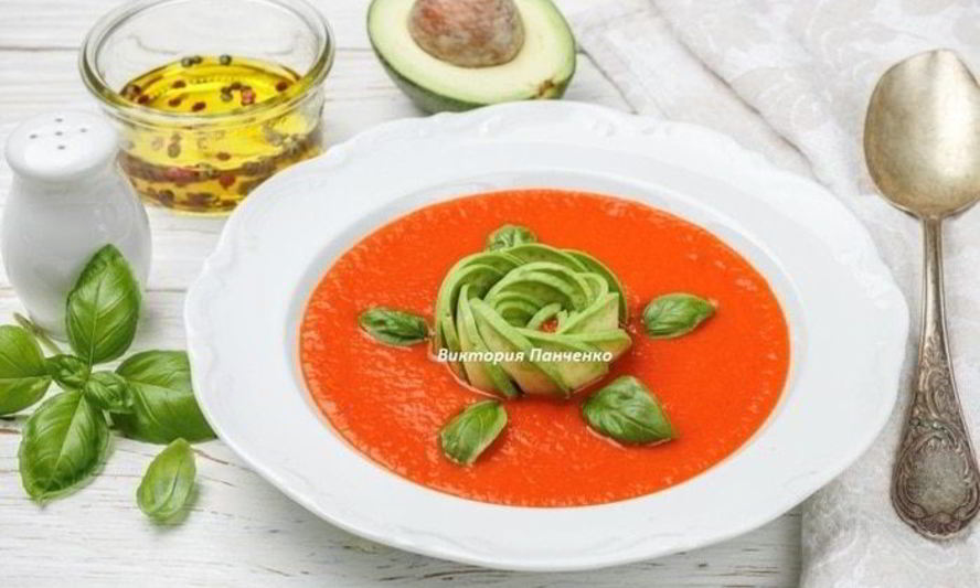 Рецепт томатного супа с авокадо