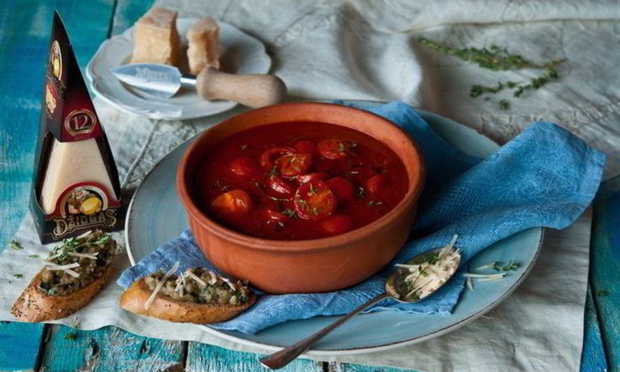 Рецепт томатного супа с сыром джюгас