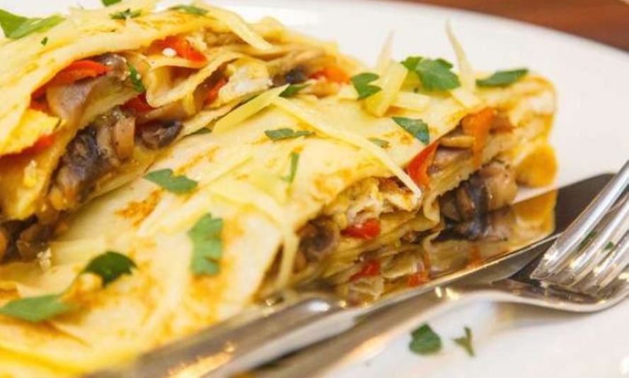 Рецепт блинчиков креп с яйцом и грибами