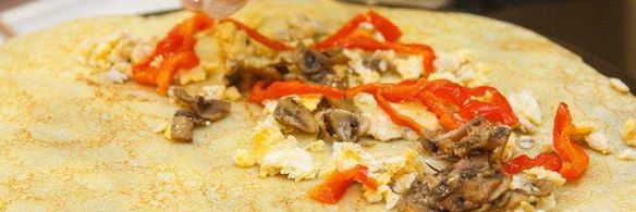 блинчики креп с яйцом и грибами