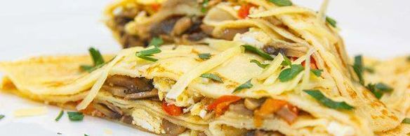 блинчики креп с яйцом и грибами