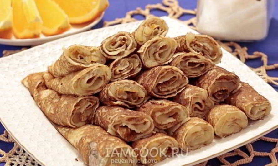 Рецепт блинчиков на сыворотке с яблоками