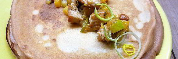 блинчики с индейкой и манго