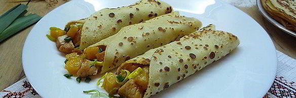 блинчики с индейкой и манго