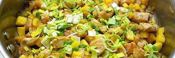 блинчики с индейкой и манго