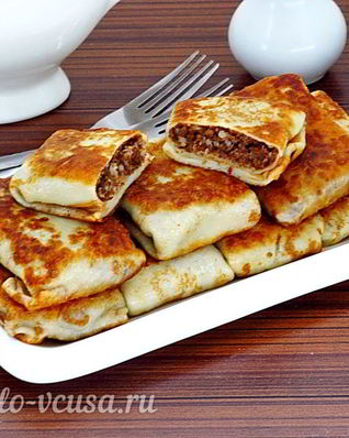 Блинчики с куриными желудками и рисом