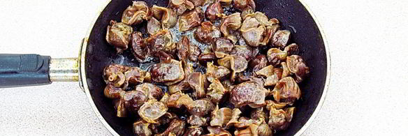 блинчики с куриными желудками и рисом