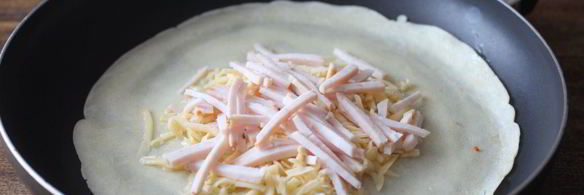 блинчики с ветчиной и сыром