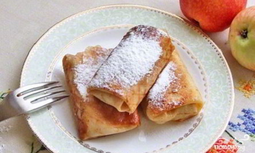 Рецепт блинчиков с яблоками и корицей