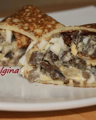 Блинчики со сливочными опятами