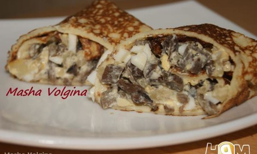 Рецепт блинчиков со сливочными опятами